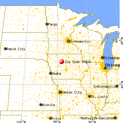 Clare, IA (50524) map from a distance