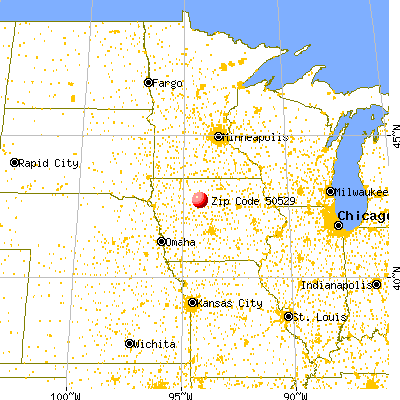 Dakota City, IA (50529) map from a distance