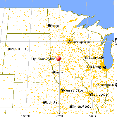 Sioux Rapids, IA (50585) map from a distance