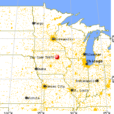 Shell Rock, IA (50670) map from a distance