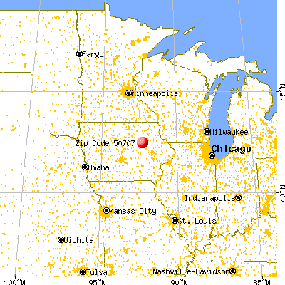 Evansdale, IA (50707) map from a distance