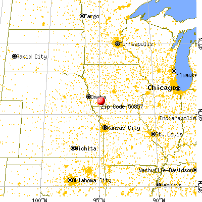Nodaway, IA (50857) map from a distance