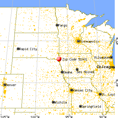 Akron, IA (51001) map from a distance