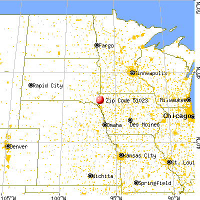 Hawarden, IA (51023) map from a distance