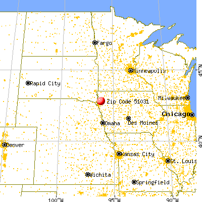 Le Mars, IA (51031) map from a distance