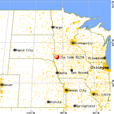 Boyden, IA (51234) map from a distance