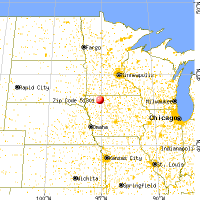Spencer, IA (51301) map from a distance