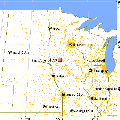 Dickens, IA (51333) map from a distance