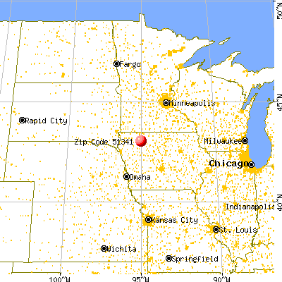 Gillett Grove, IA (51341) map from a distance