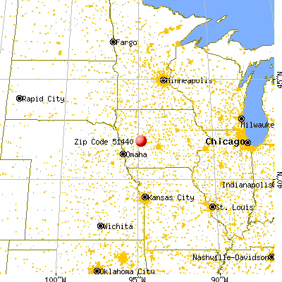 Dedham, IA (51440) map from a distance