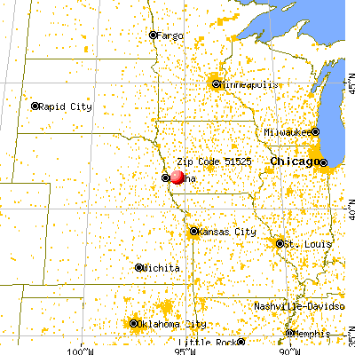 Carson, IA (51525) map from a distance