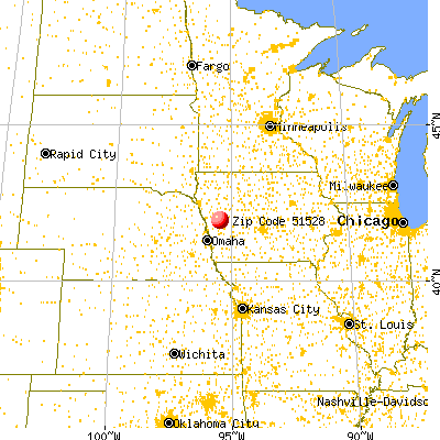 Dow City, IA (51528) map from a distance