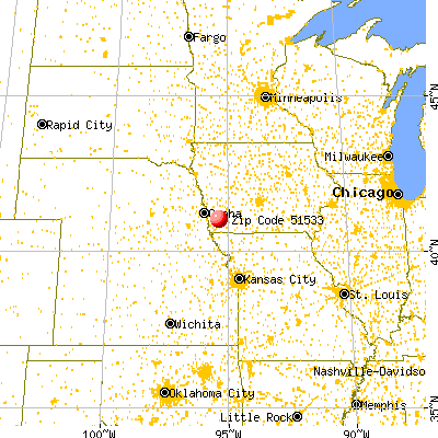 Emerson, IA (51533) map from a distance