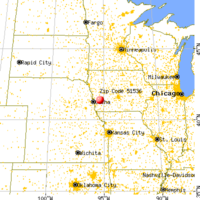 Hancock, IA (51536) map from a distance
