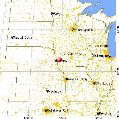 Minden, IA (51553) map from a distance