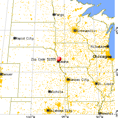 Missouri Valley, IA (51555) map from a distance
