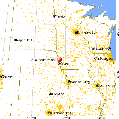 Mondamin, IA (51557) map from a distance
