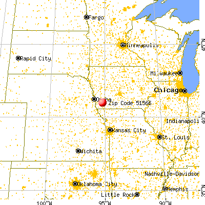 Red Oak, IA (51566) map from a distance