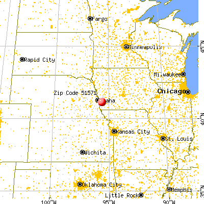 Silver City, IA (51571) map from a distance