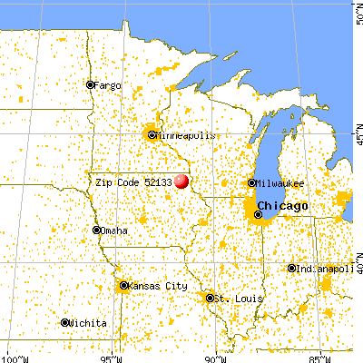 Castalia, IA (52133) map from a distance