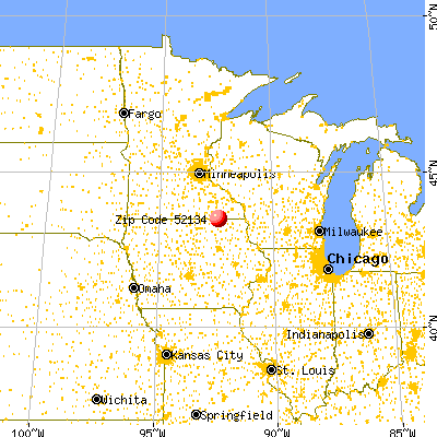Chester, IA (52134) map from a distance
