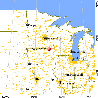 Lime Springs, IA (52155) map from a distance