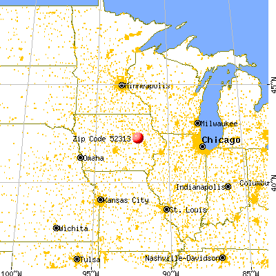Mount Auburn, IA (52313) map from a distance