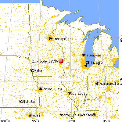 Ryan, IA (52330) map from a distance