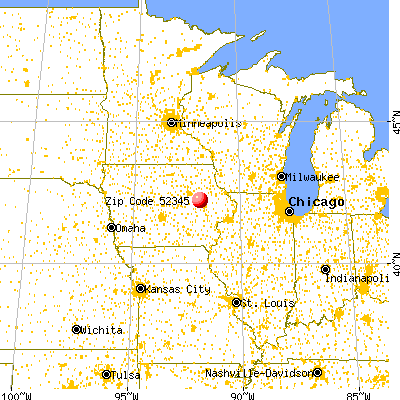 Urbana, IA (52345) map from a distance