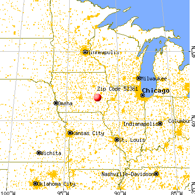 Williamsburg, IA (52361) map from a distance