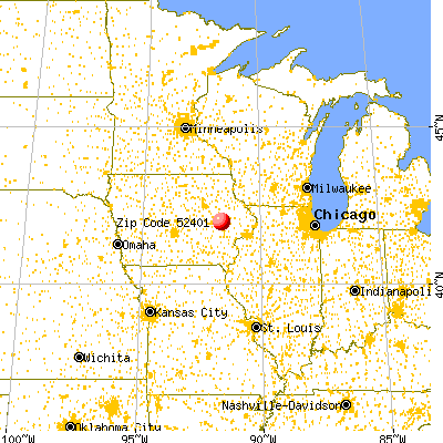 Cedar Rapids, IA (52401) map from a distance