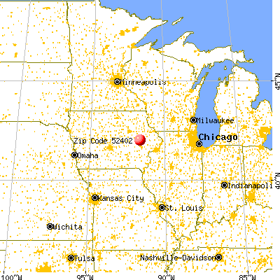 Cedar Rapids, IA (52402) map from a distance