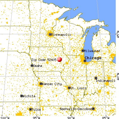 Cedar Rapids, IA (52405) map from a distance