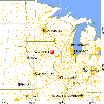 Cedar Rapids, IA (52411) map from a distance
