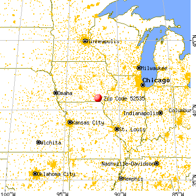 Birmingham, IA (52535) map from a distance