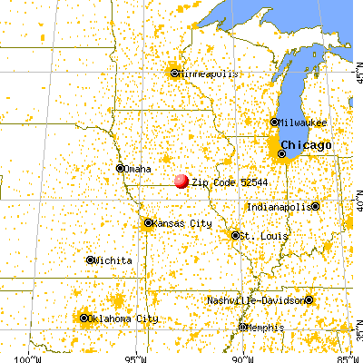 Centerville, IA (52544) map from a distance