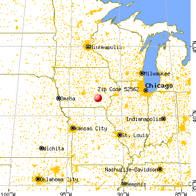 Hayesville, IA (52562) map from a distance