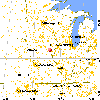 Richland, IA (52585) map from a distance