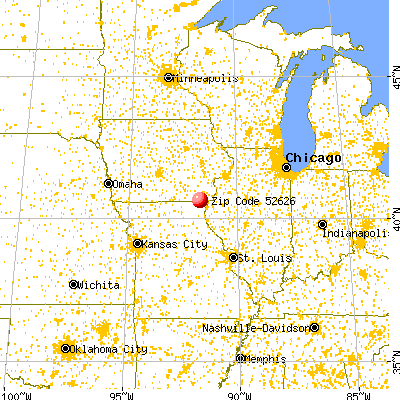 Farmington, IA (52626) map from a distance