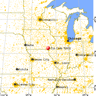 Houghton, IA (52631) map from a distance
