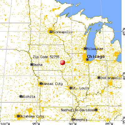 Lone Tree, IA (52755) map from a distance