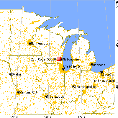 Delafield, WI (53018) map from a distance