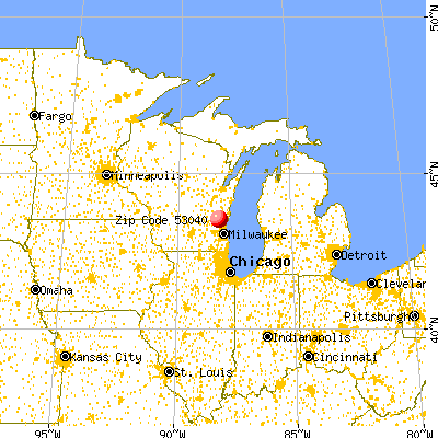 Kewaskum, WI (53040) map from a distance