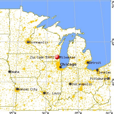 Pewaukee, WI (53072) map from a distance