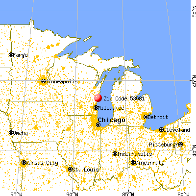Sheboygan, WI (53081) map from a distance