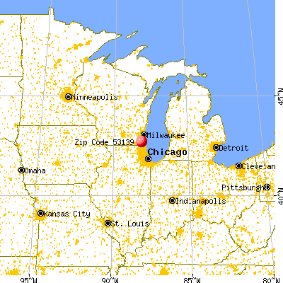 Eagle Lake, WI (53139) map from a distance