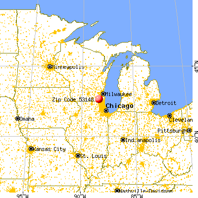 Lyons, WI (53148) map from a distance