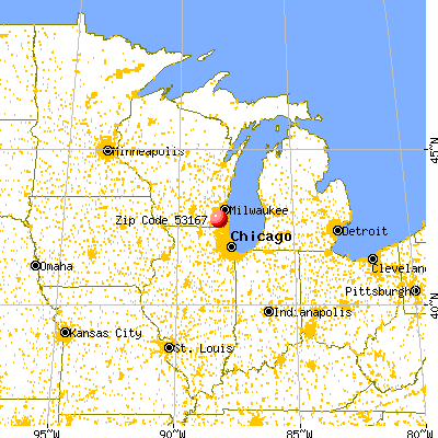 Rochester, WI (53167) map from a distance