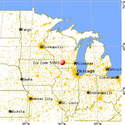 Arena, WI (53503) map from a distance