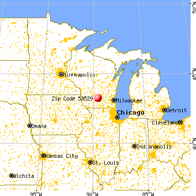 Dane, WI (53529) map from a distance